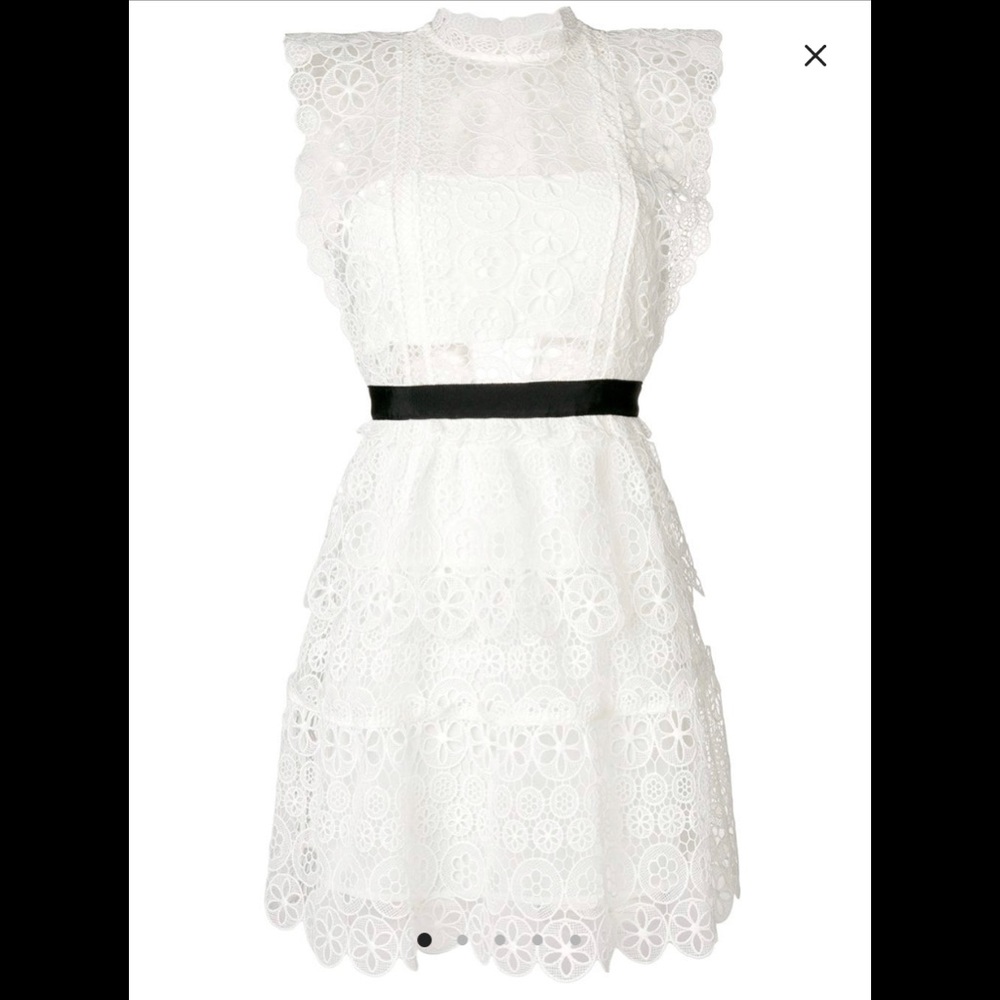 Self portrait circle floral mini white dress